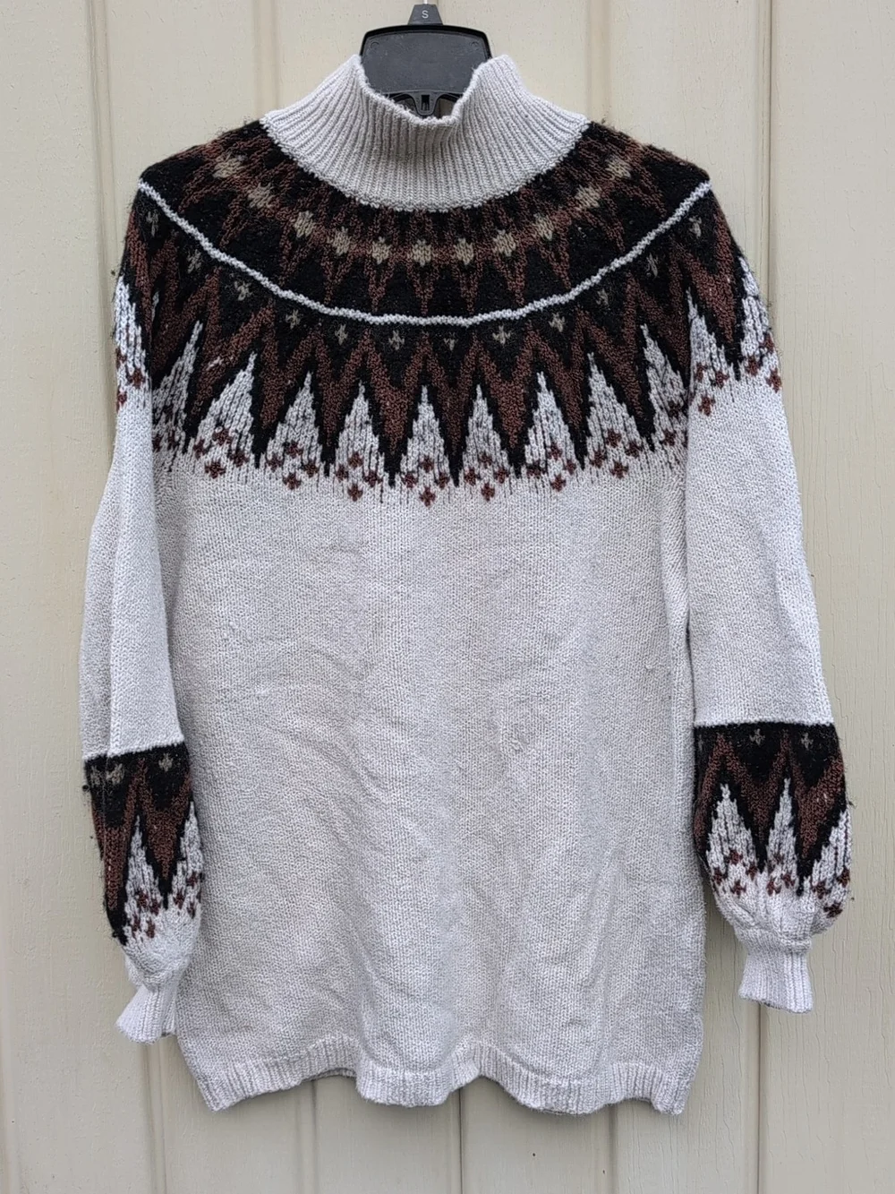 Free People Sweater Womens Medium Nordic Fairisle Chunky Knit Tunic Dress Casual
